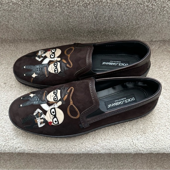 New with box Dolce Gabbana Mens Suede Slip-on Shoes Size US 9.5 EU 42 - Picture 2 of 8